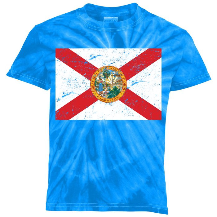 Florida Flag Distressed Vintage Kids Tie-Dye T-Shirt