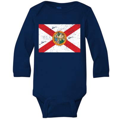 Florida Flag Distressed Vintage Baby Long Sleeve Bodysuit