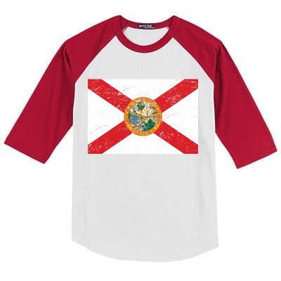 Florida Flag Distressed Vintage Kids Colorblock Raglan Jersey