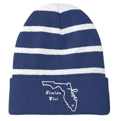 Florida Girl Striped Beanie with Solid Band