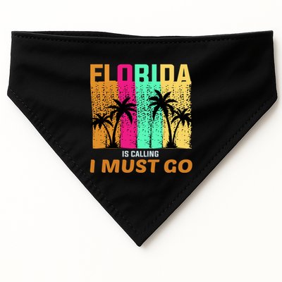 Florida Is Calling I Must Go Vintage Summer Beach Sun USA-Made Doggie Bandana