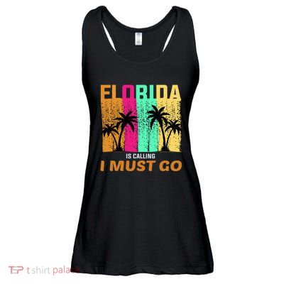 Florida Is Calling I Must Go Vintage Summer Beach Sun Ladies Essential Flowy Tank