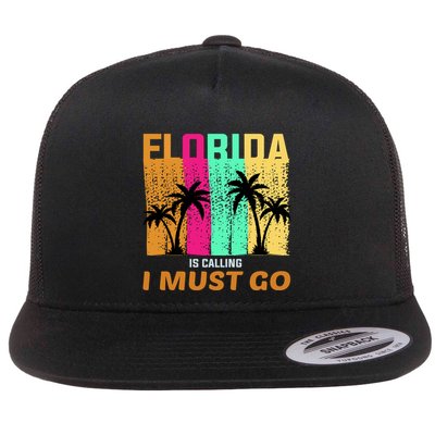 Florida Is Calling I Must Go Vintage Summer Beach Sun Flatbill Hat