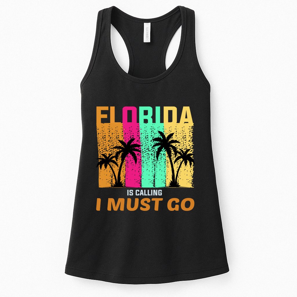 Florida Is Calling I Must Go Vintage Summer Beach Sun Womens Tank Top