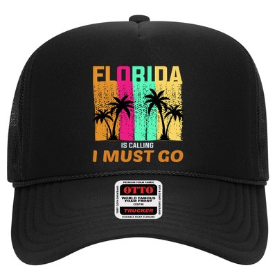 Florida Is Calling I Must Go Vintage Summer Beach Sun Trucker Hat