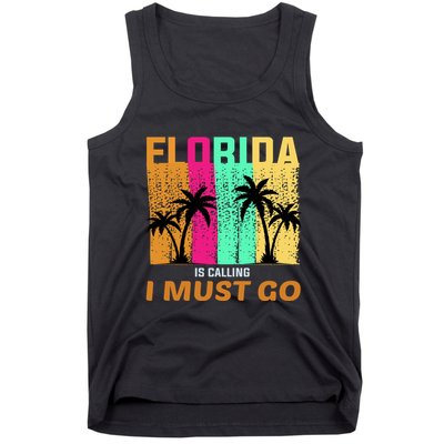 Florida Is Calling I Must Go Vintage Summer Beach Sun Tank Top