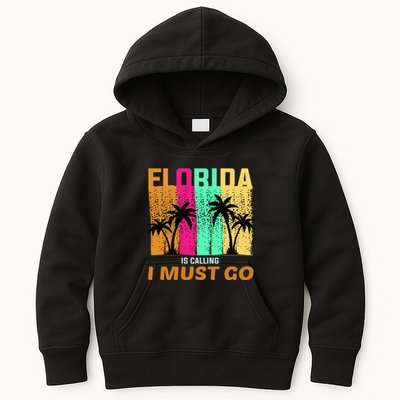 Florida Is Calling I Must Go Vintage Summer Beach Sun Kids Hoodie