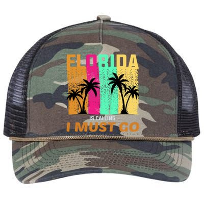 Florida Is Calling I Must Go Vintage Summer Beach Sun Retro Rope Trucker Hat Cap