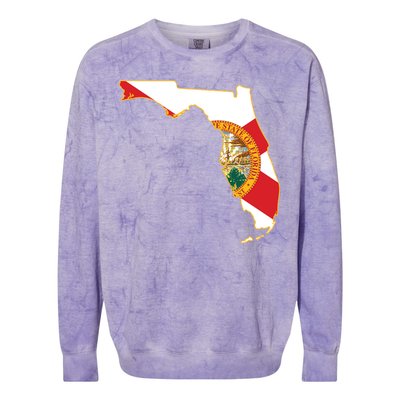 Florida Map State Flag Colorblast Crewneck Sweatshirt