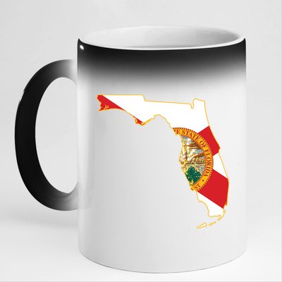 Florida Map State Flag 11oz Black Color Changing Mug