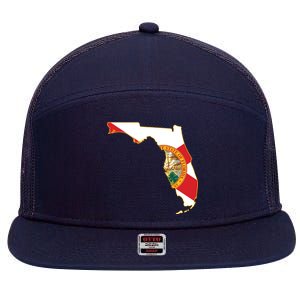 Florida Map State Flag 7 Panel Mesh Trucker Snapback Hat