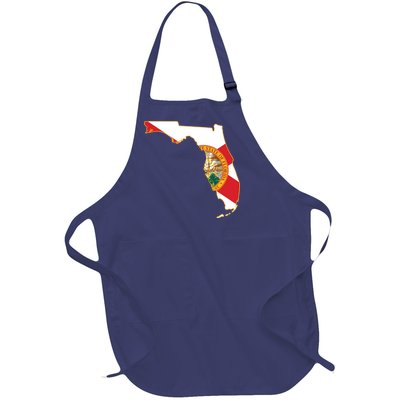 Florida Map State Flag Full-Length Apron With Pockets