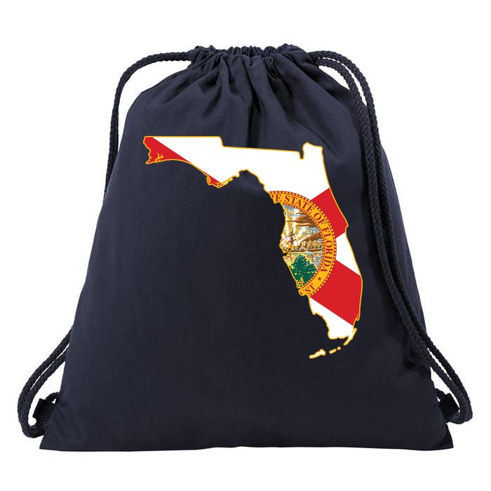 Florida Map State Flag Drawstring Bag