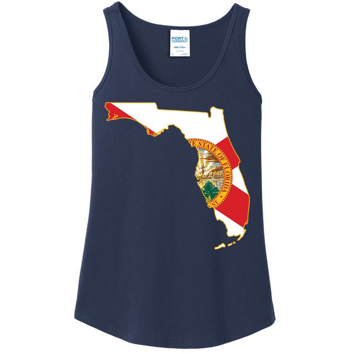 Florida Map State Flag Ladies Essential Tank