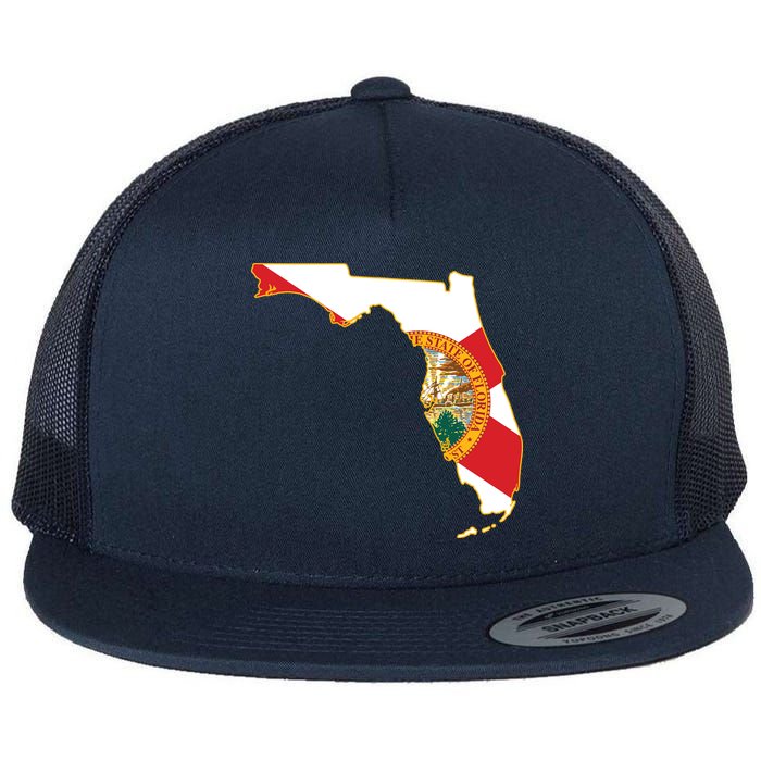 Florida Map State Flag Flat Bill Trucker Hat