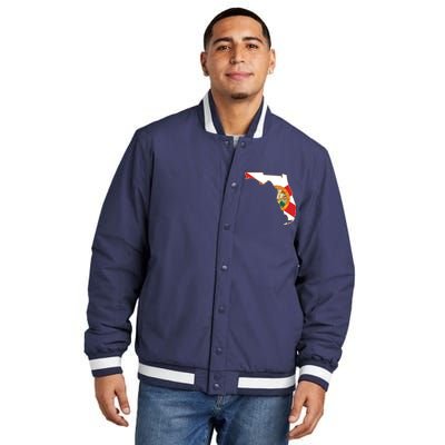 Florida Map State Flag Insulated Varsity Jacket