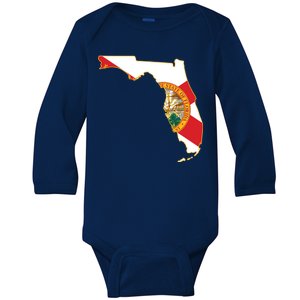 Florida Map State Flag Baby Long Sleeve Bodysuit