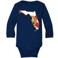 Florida Map State Flag Baby Long Sleeve Bodysuit