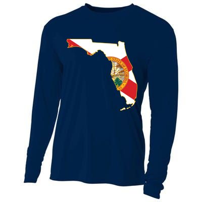 Florida Map State Flag Cooling Performance Long Sleeve Crew
