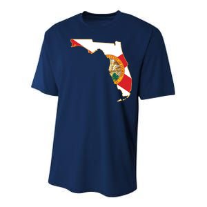 Florida Map State Flag Youth Performance Sprint T-Shirt