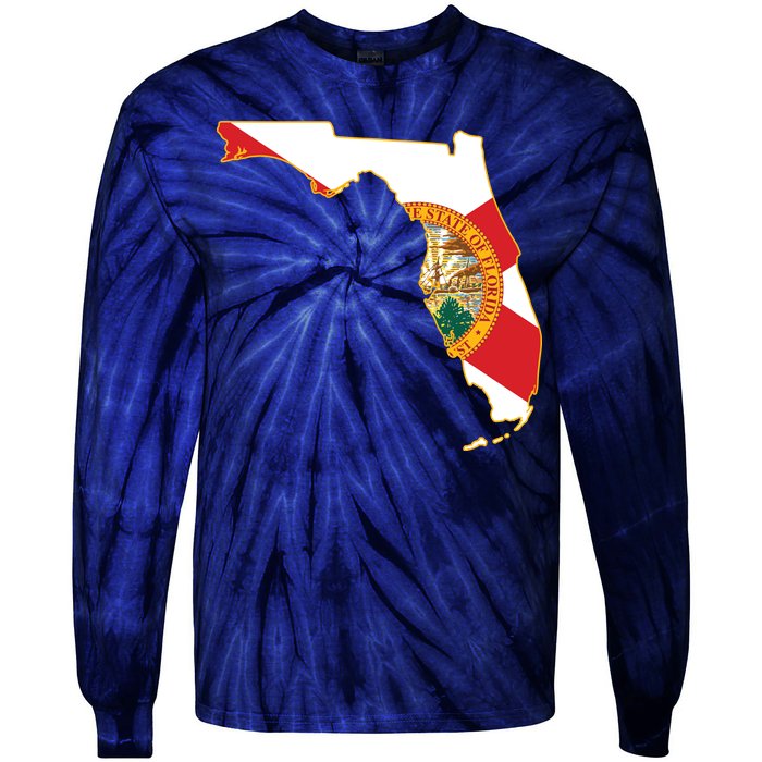 Florida Map State Flag Tie-Dye Long Sleeve Shirt