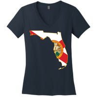 Florida Map State Flag Women's V-Neck T-Shirt