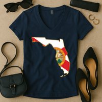 Florida Map State Flag Women's V-Neck T-Shirt