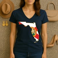 Florida Map State Flag Women's V-Neck T-Shirt