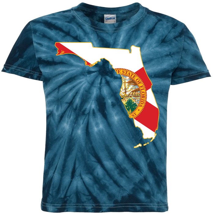 Florida Map State Flag Kids Tie-Dye T-Shirt