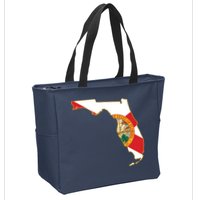 Florida Map State Flag Zip Tote Bag