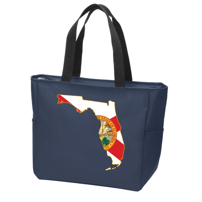 Florida Map State Flag Zip Tote Bag