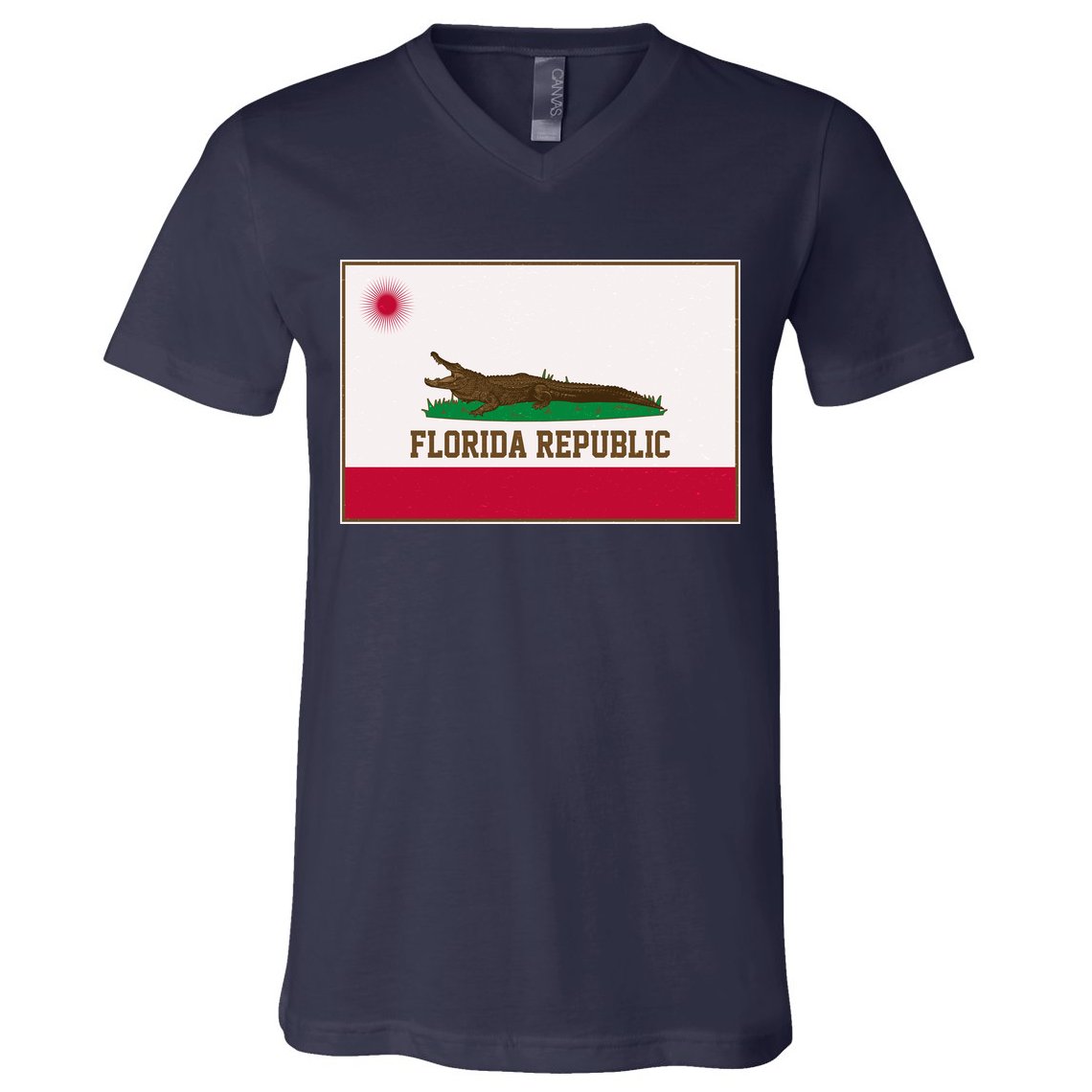 Florida Republic Vintage Alligator Flag V-Neck T-Shirt