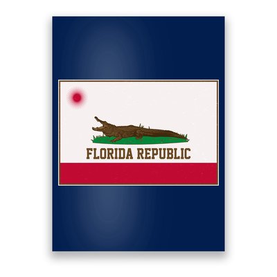 Florida Republic Vintage Alligator Flag Poster