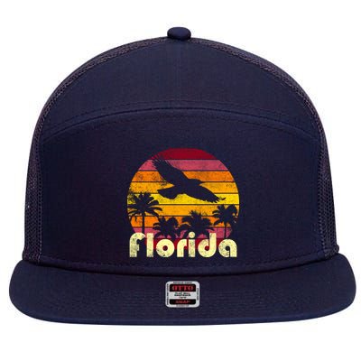 Florida Retro Sunset 7 Panel Mesh Trucker Snapback Hat