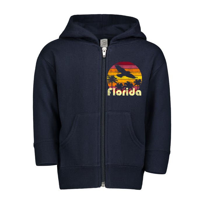 Florida Retro Sunset Toddler Zip Fleece Hoodie