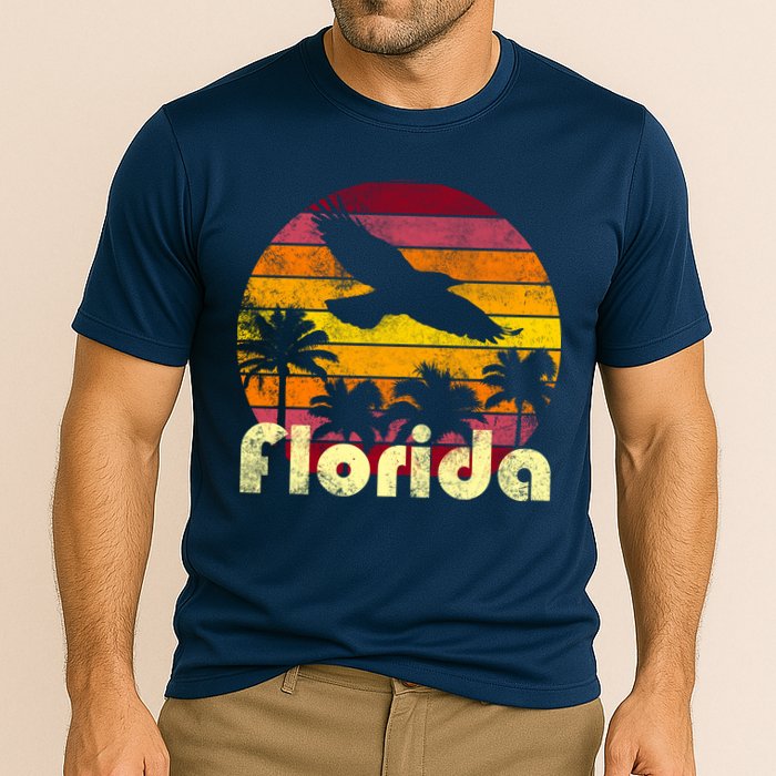 Florida Retro Sunset Cooling Performance Crew T-Shirt