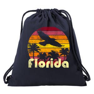 Florida Retro Sunset Drawstring Bag