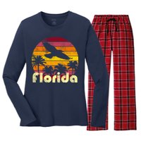 Florida Retro Sunset Women's Long Sleeve Flannel Pajama Set 