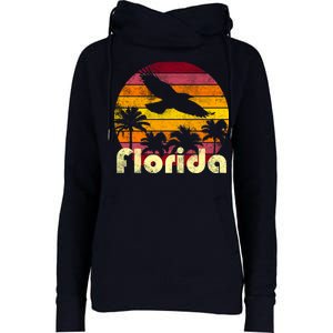 Florida Retro Sunset Womens Funnel Neck Pullover Hood