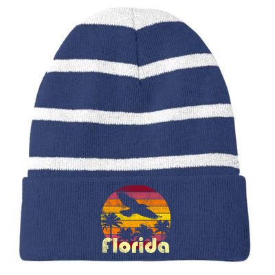 Florida Retro Sunset Striped Beanie with Solid Band