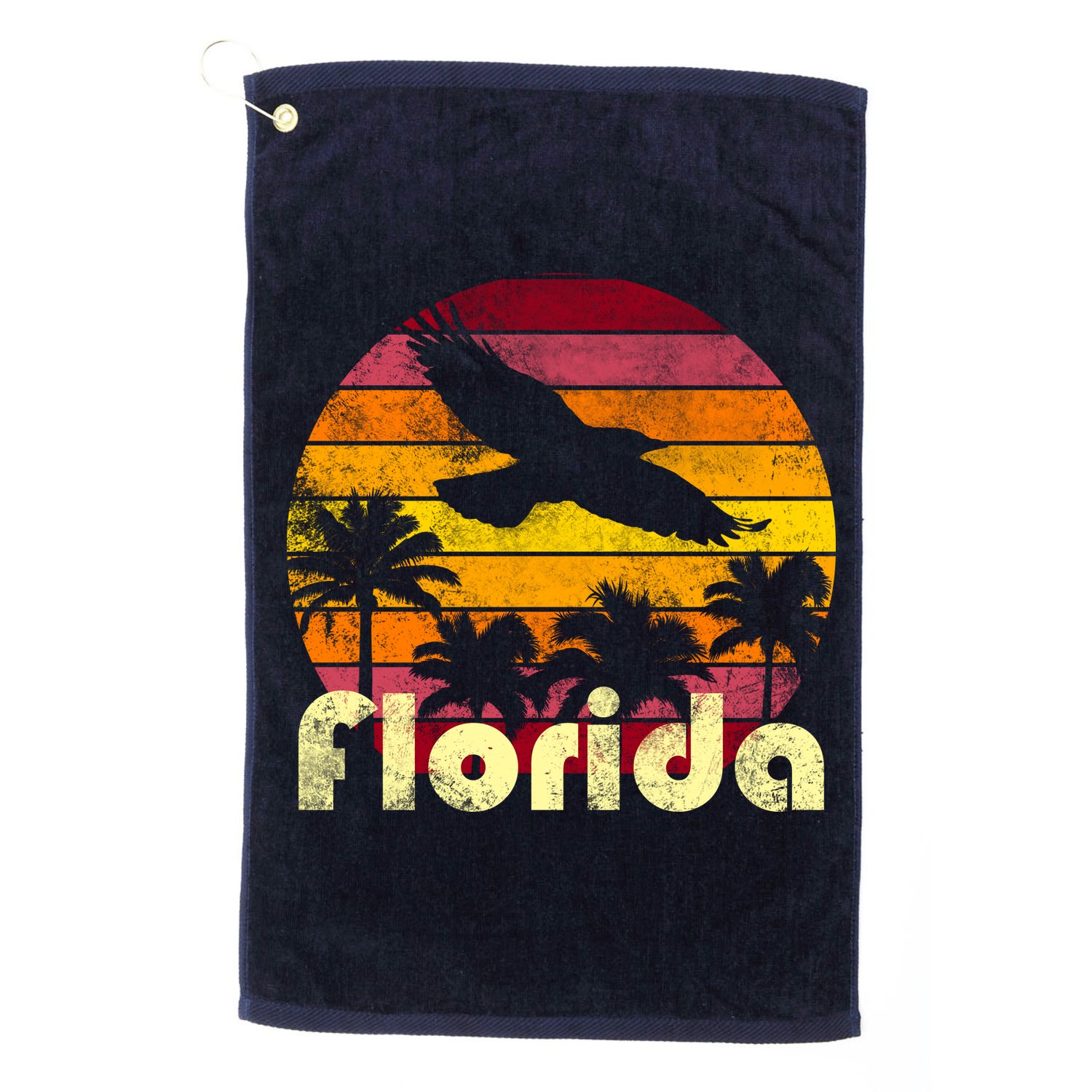 Florida Retro Sunset Golf Towel