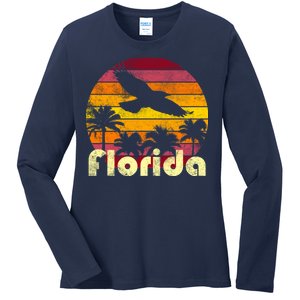 Florida Retro Sunset Ladies Long Sleeve Shirt