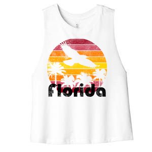 Florida Retro Sunset Women's Racerback Cropped Tank