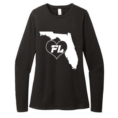 Florida State FL Heart Womens CVC Long Sleeve Shirt