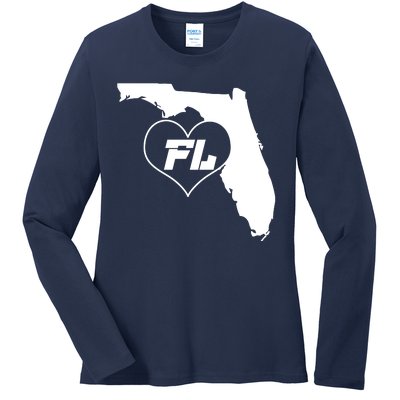 Florida State FL Heart Ladies Long Sleeve Shirt