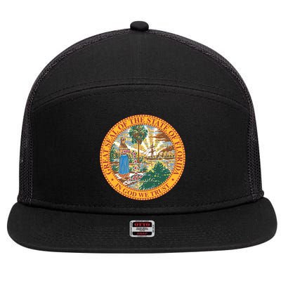 Florida State Seal 7 Panel Mesh Trucker Snapback Hat