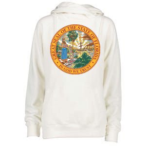 Florida State Seal Womens Funnel Neck Pullover Hood