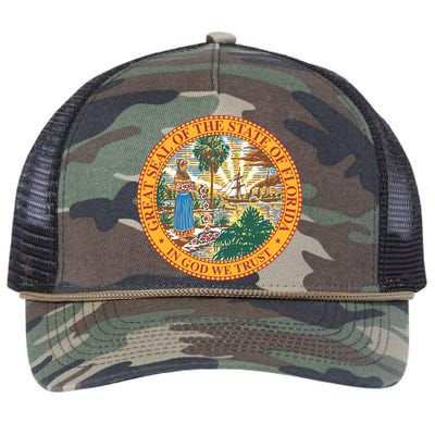 Florida State Seal Retro Rope Trucker Hat Cap