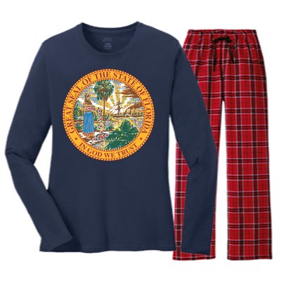 Florida State Seal Women's Long Sleeve Flannel Pajama Set 