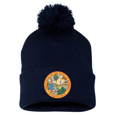 Florida State Seal Pom Pom 12in Knit Beanie